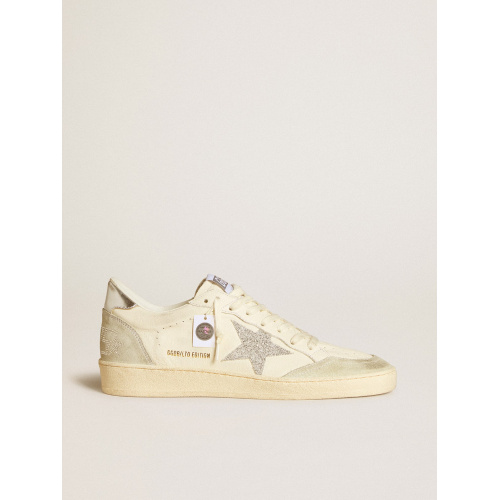 Женские кеды Golden Goose Ball Star With Silver Swarovski Micro-Crystal Star And Metallic Silver Leather Heel Tab