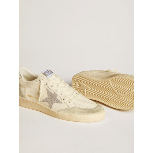 Женские кеды Golden Goose Ball Star With Silver Swarovski Micro-Crystal Star And Metallic Silver Leather Heel Tab