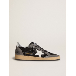 Golden Goose Ball Star In Glitter With Leather Star And Metallic Leather Heel Tab