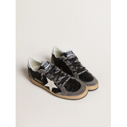 Golden Goose Ball Star In Glitter With Leather Star And Metallic Leather Heel Tab