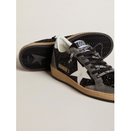 Golden Goose Ball Star In Glitter With Leather Star And Metallic Leather Heel Tab