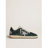 Женские кеды Golden Goose Ball Star In Green Suede With Silver Glitter Star