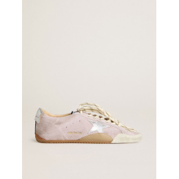 Golden Goose True Star In Pastel Pink Suede With Silver Star And Heel Tab