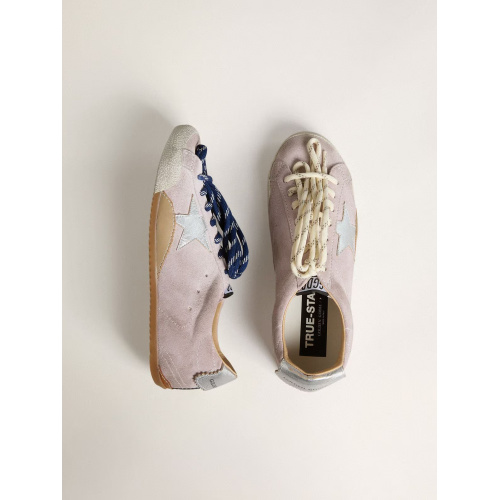 Женские кеды Golden Goose True Star In Pastel Pink Suede With Silver Star And Heel Tab