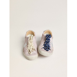 Golden Goose True Star In Pastel Pink Suede With Silver Star And Heel Tab