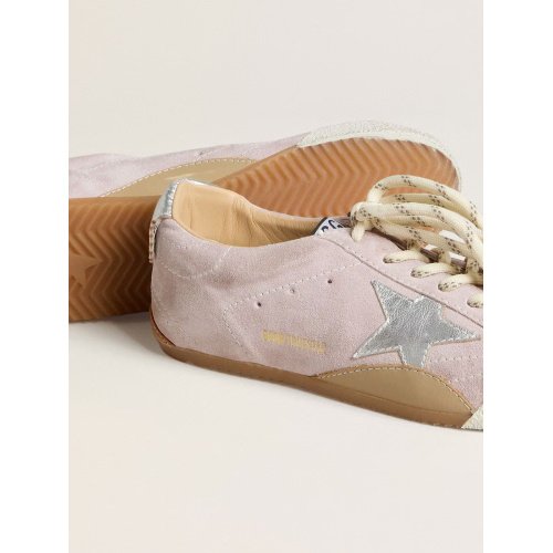Женские кеды Golden Goose True Star In Pastel Pink Suede With Silver Star And Heel Tab