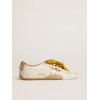 Женские кеды Golden Goose True Star In White Nappa Leather With Gold Star And Beige Suede Heel Tab