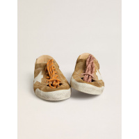 Golden Goose True Star In Tobacco-Colored Suede With White Star And Platinum Heel Tab