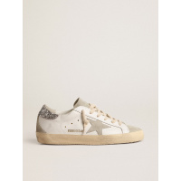 Golden Goose Super Star With Gray Star And Silver Glitter Heel Tab