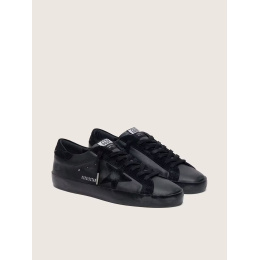 Golden Goose Mens Super Star in Black Leather With Black Sole