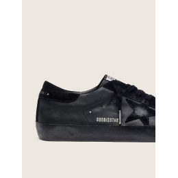 Golden Goose Mens Super Star in Black Leather With Black Sole