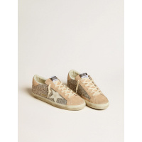 Golden Goose Super Star In Silver Glitter With Leather Star and Heel Tab