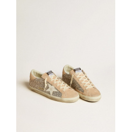 Golden Goose Super Star In Silver Glitter With Leather Star and Heel Tab
