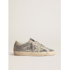 Женские кеды Golden Goose Super Star In Silver Glitter With Ice-Gray Suede Star
