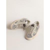 Golden Goose Super Star In Silver Glitter With Ice-Gray Suede Star