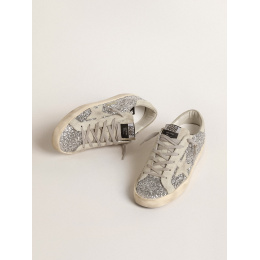 Golden Goose Super Star In Silver Glitter With Ice-Gray Suede Star