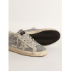 Женские кеды Golden Goose Super Star In Silver Glitter With Ice-Gray Suede Star