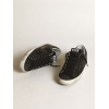 Женские кеды Golden Goose Super Star In Black Nappa With Black Star And Glitter Heel Tab