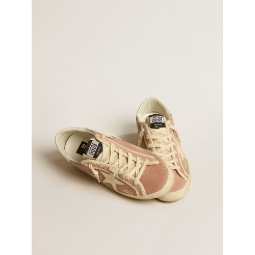 Женские кеды Golden Goose Super Star Suede Powder-Pink Love