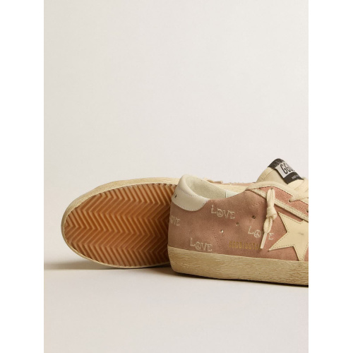 Женские кеды Golden Goose Super Star Suede Powder-Pink Love