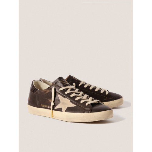Женские кеды Golden Goose Super Star Brown Croco-Print