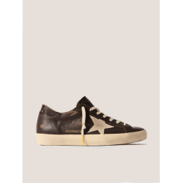 Golden Goose Mens Super Star Brown Croco-Print