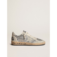 Golden Goose Ball Star In Silver Glitter With Ice-Gray Suede Inserts