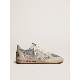 Golden Goose Ball Star In Silver Glitter With Ice-Gray Suede Inserts