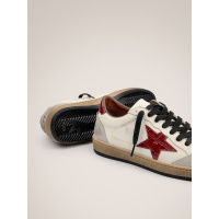 Golden Goose Mens Ball Star Burgundy Croco Star