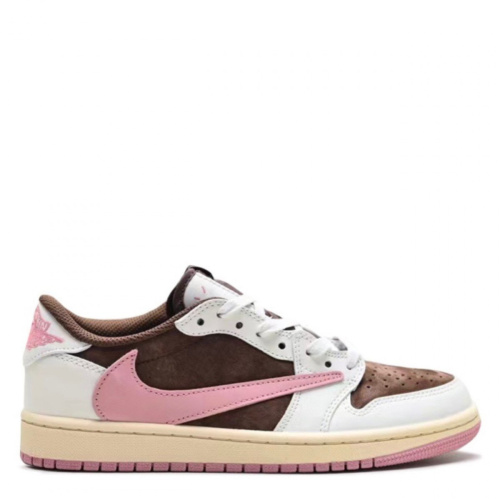 Женские кроссовки Travis Scott x Air Jordan 1 Pink Oxford