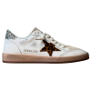 Женские кеды Golden Goose Ball Star in White Leather with Leopard Star and Glitter Heel Tab