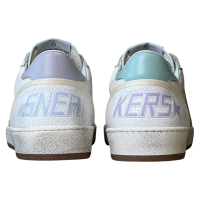 Golden Goose Ball Star in White Leather With Mint Green Heel Tab and Silver Star
