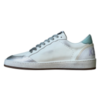 Golden Goose Ball Star in White Leather With Mint Green Heel Tab and Silver Star