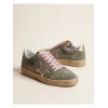 Женские кеды Golden Goose Ball Star in Khaki Suede With Gold Star