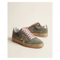 Golden Goose Ball Star in Khaki Suede With Gold Star
