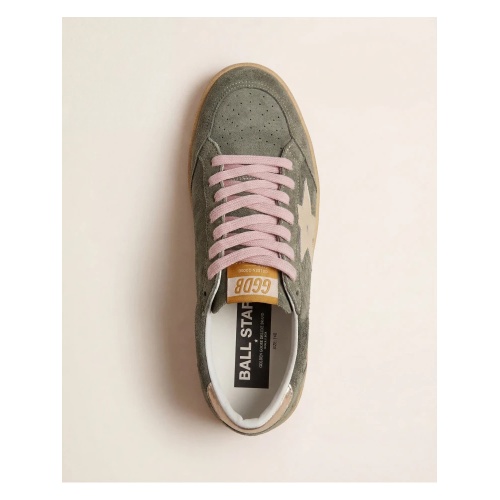 Женские кеды Golden Goose Ball Star in Khaki Suede With Gold Star