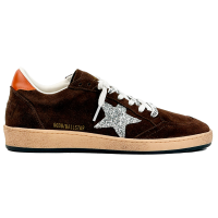 Golden Goose Ball Star Brown Suede with Silver Glitter Star