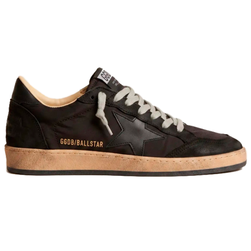 Мужские кеды Golden Goose Mens Ball Star in Black Fabric With Black Star