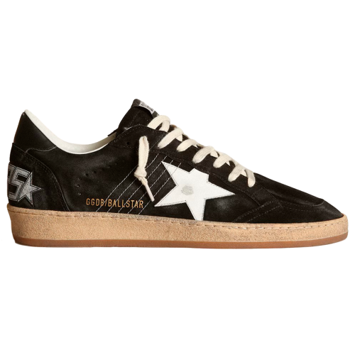 Мужские кеды Golden Goose Mens Ball Star In Black Suede With White Leather Star