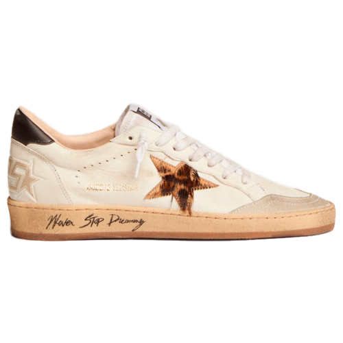 Женские кеды Golden Goose Ball Star With Leopard Print Pony Skin Star And Black Heel Tab