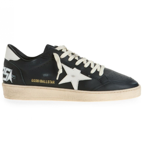 Мужские кеды Golden Goose Mens Ball Star In Black Nappa With White Leather Star And Heel Tab