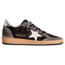 Golden Goose Ball Star In Glitter With Leather Star And Metallic Leather Heel Tab
