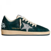 Женские кеды Golden Goose Ball Star In Green Suede With Silver Glitter Star