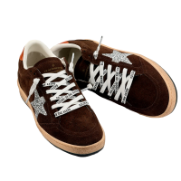 Golden Goose Ball Star Brown Suede with Silver Glitter Star