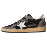 Golden Goose Ball Star In Glitter With Leather Star And Metallic Leather Heel Tab