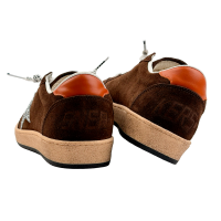 Golden Goose Ball Star Brown Suede with Silver Glitter Star