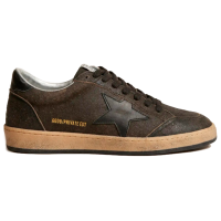 Golden Goose Mens Ball Star in Dark Brown Leather With Black Star