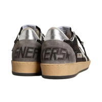 Golden Goose Ball Star In Glitter With Leather Star And Metallic Leather Heel Tab