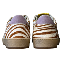 Golden Goose Ball Star Sneakers in Zebra-Print Leather With Lilac Heel Tab