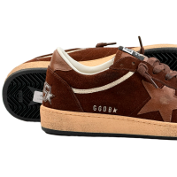 Golden Goose Mens Ball Star in Brown Suede With Brown Leather Star and Heel Tab